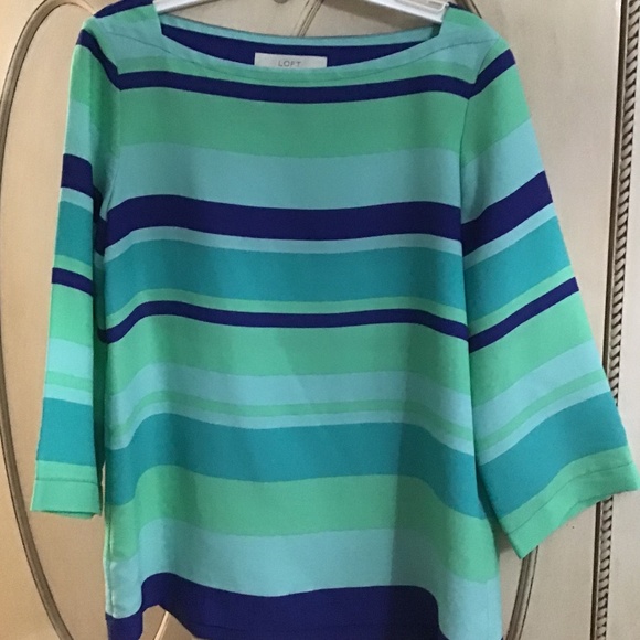LOFT Sea Glass Striped Blouse - Picture 2 of 5